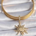 Pirinç Gold Renk Zirkon Taş Detaylı Güneş Model Ajda Charm