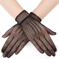 Siyah Renk Likralı File Eldiven Parmaklı Örgü Eldiven Yetişkin Boy