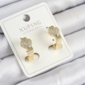 Xuping Zirkon Taşlı Kalp Model Gold Renk Kadın Küpe