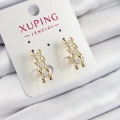 Xuping Zirkon Taşlı Sıralı Damla Model Gold Renk Kadın Küpe