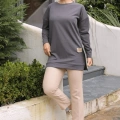 Yeni Stil Gri Füme Detaylı Tunik 10020 ( Lisinya )