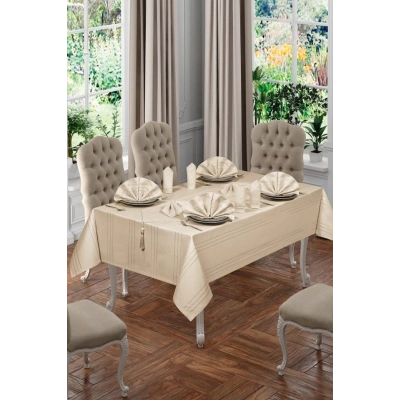 26 Parça Masa Örtüsü Seti Bahar Bej