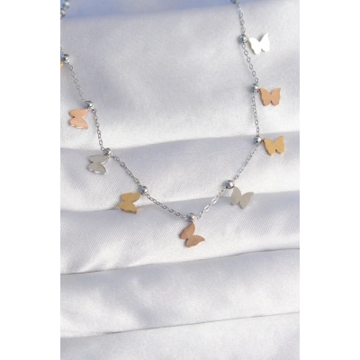 316L Çelik Renkli Minimal Kelebek Model Kolye - Lisinya