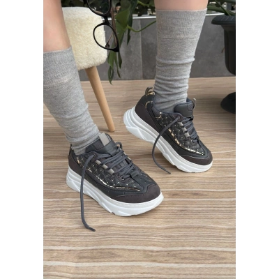 Aleid Gri Cilt Bağcıklı Spor Ayakkabı