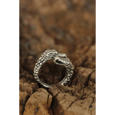 Ayarlanabilir Yılan Başı Tasarımlı Erkek Yüzük - Lisinya