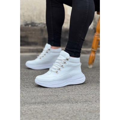 Beyaz Yüksek Taban Yarım Bilek Bot