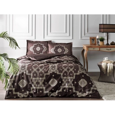 Çift Kişilik Saten Nev Takımı Loren Kahve