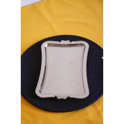 Cooker Dikdörtgen Dövme Desenli Metal Sunum Tepsi 25x17 cm