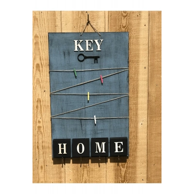Dekoratif Home Keys Ahşap Resimlik Ve Notluk (saks Mavisi) ( Lisinya )