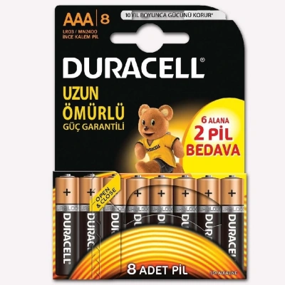Duracell 8li AAA İnce Pil