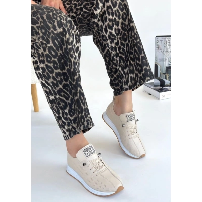 Fiert Bej Cilt Bağcıklı Spor Ayakkabı