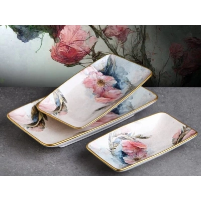 Gönül Pink 3lü Kayık Tabak G4331