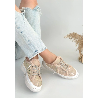 Guji Bej Kot Bağcıklı Spor Ayakkabı - Lisinya