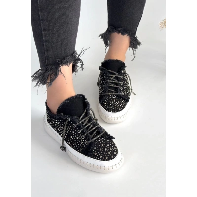 Guji Siyah Kot Bağcıklı Spor Ayakkabı