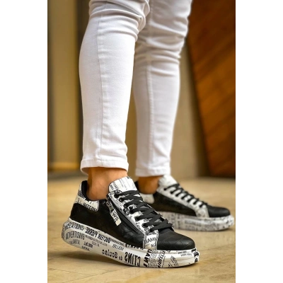 KB-02  Kuback Bağcıklı Crocodile Siyah Gazete Günlük Erkek Ayakkabı