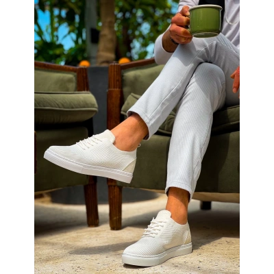 KB-101 Kuback Beyaz Triko Bağcıklı Günlük Erkek Ayakkabı