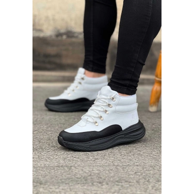 Kömür Beyaz Yüksek Taban Yarım Bilek Bot