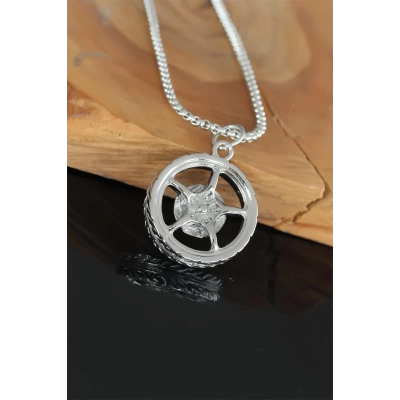 Medusa Tasarım Silver Renk Zincirli Erkek Kolye - Lisinya
