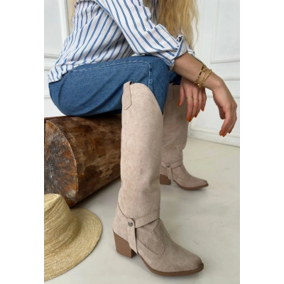 Milla Nude Süet Tak Çıkar Topuklu Bot Ve Çizme