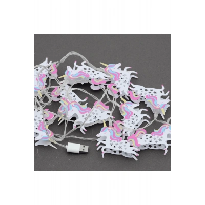 Ortama Renk Katan Unicorn Şeklinde Renkli Sıralı Led Lamba ( Lisinya )