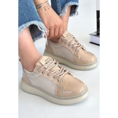 Piona Bej Rugan Bağcıklı Spor Ayakkabı