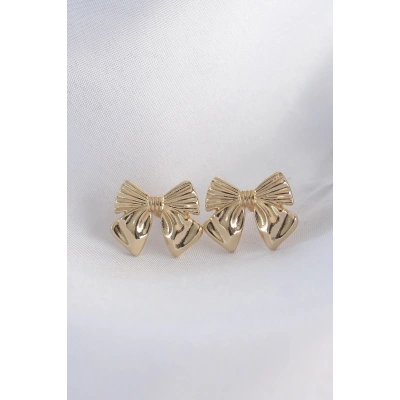 Pirinç Gold Renk Fiyonk Küpe