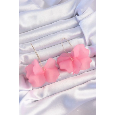 Pirinç Pembe Renkli Flora Küpe - Lisinya