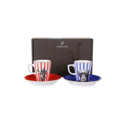Porland Wild Life Monkey-Giraffe 2 Kişilik Kahve Takımı 80cc