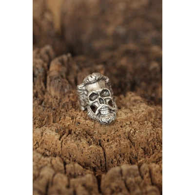 Saçlı Kuru Kafa Model Ayarlanabilir Erkek Yüzük