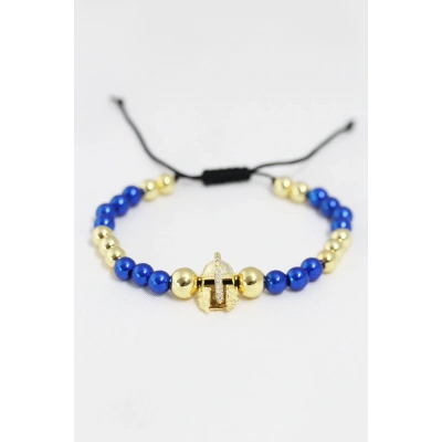 Sarı Lacivert Renkli Çelik Zirkon Objeli Asansörlü Bileklik