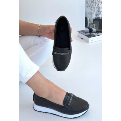 Troy Siyah Cilt Babet Ayakkabı