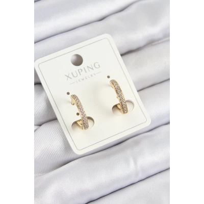 Xuping Zirkon Taşlı I Model Gold Renk Kadın Küpe