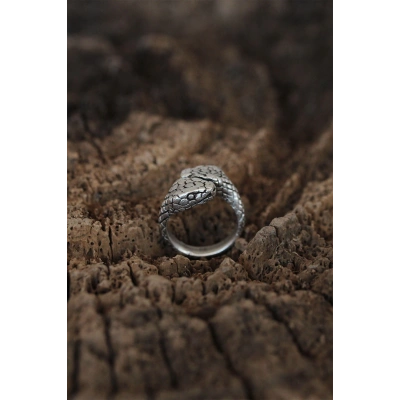 Yılan Tasarımlı Ayarlamalı Erkek Yüzük