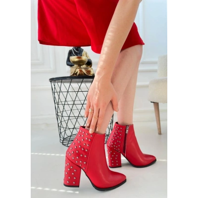 Yoont Kırmızı Cilt Topuklu Bot
