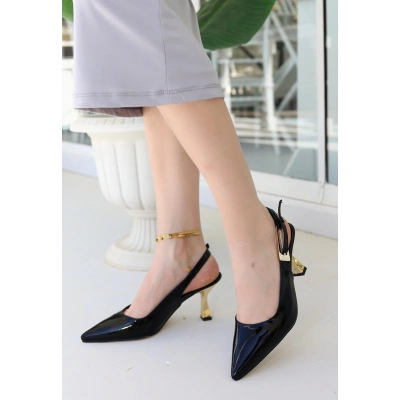 Zalin Siyah Rugan Topuklu Ayakkabı