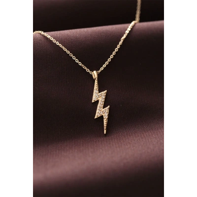 Zirkon Taşlı Şimşek Tasarımlı Kadın Kolye
