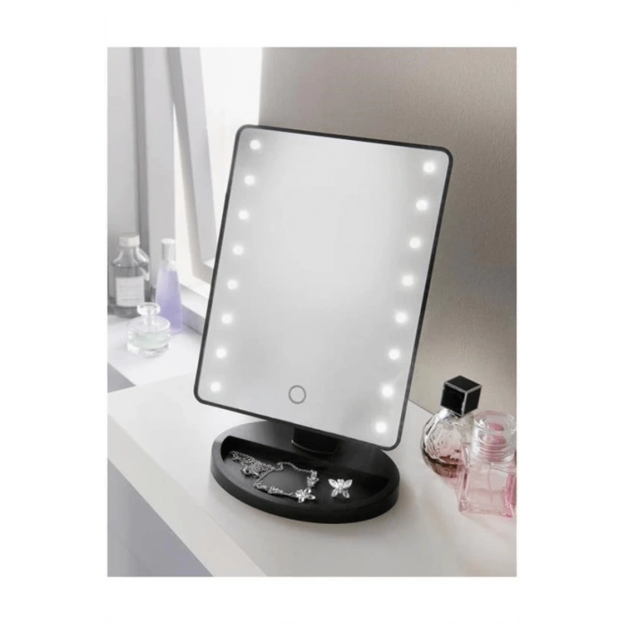 22 Ledli 360 Derece Dönebilen Makyaj Aynası (siyah) ( Lisinya )