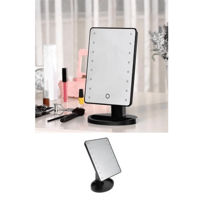 22 Ledli 360 Derece Dönebilen Makyaj Aynası (siyah) ( Lisinya )