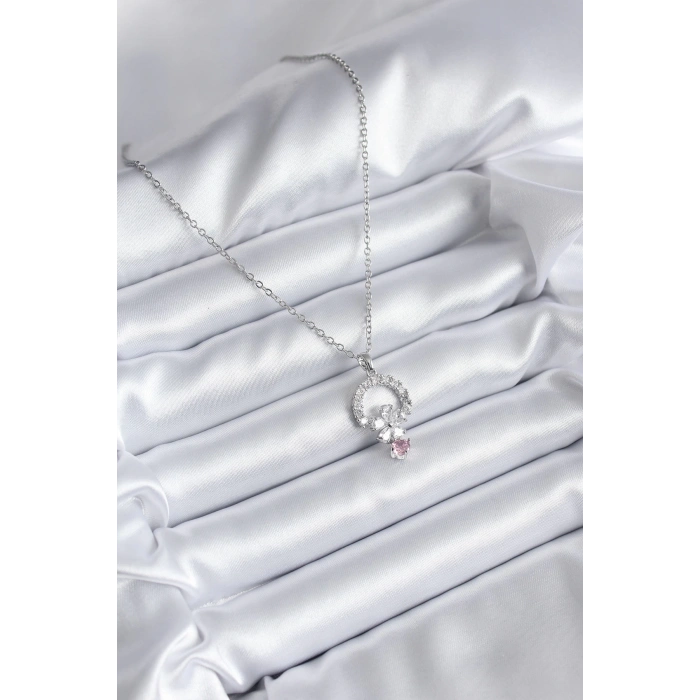 316L Çelik Gold Renk Zirkon Taşlı Çiçek Model Kadın Kolye - Lisinya