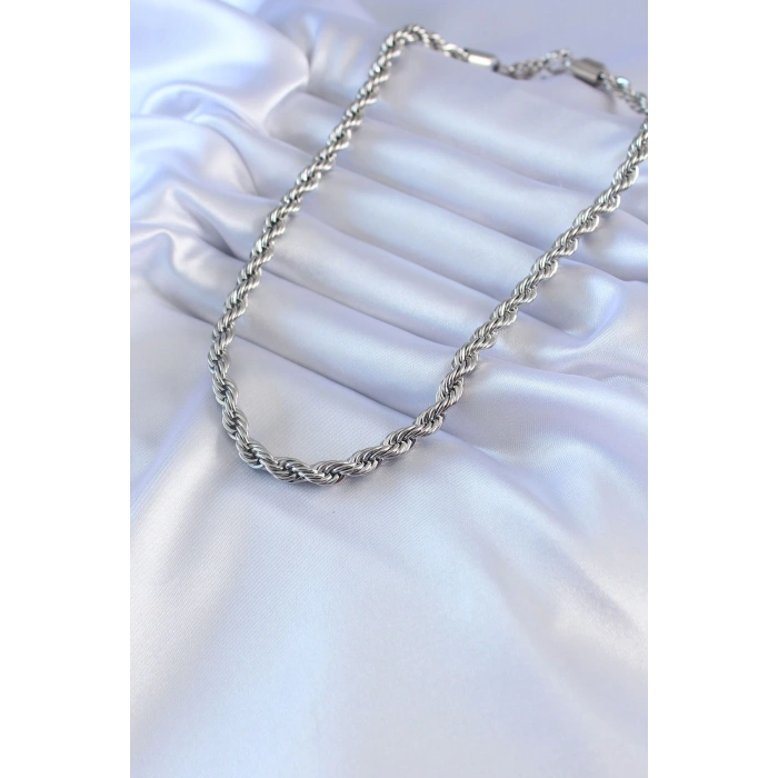 316L Çelik Gümüş Renk Burgu Model 45 cm Kadın Kolye - Lisinya