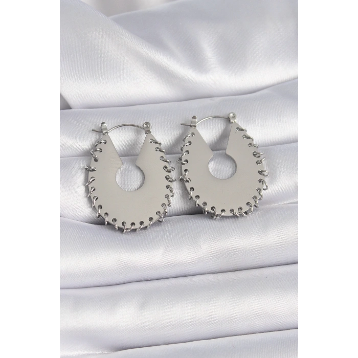 316L Çelik Gümüş Renk Kadın Küpe