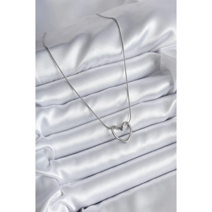 316L Çelik Gümüş Renk Kalp Model Kadın Kolye - Lisinya