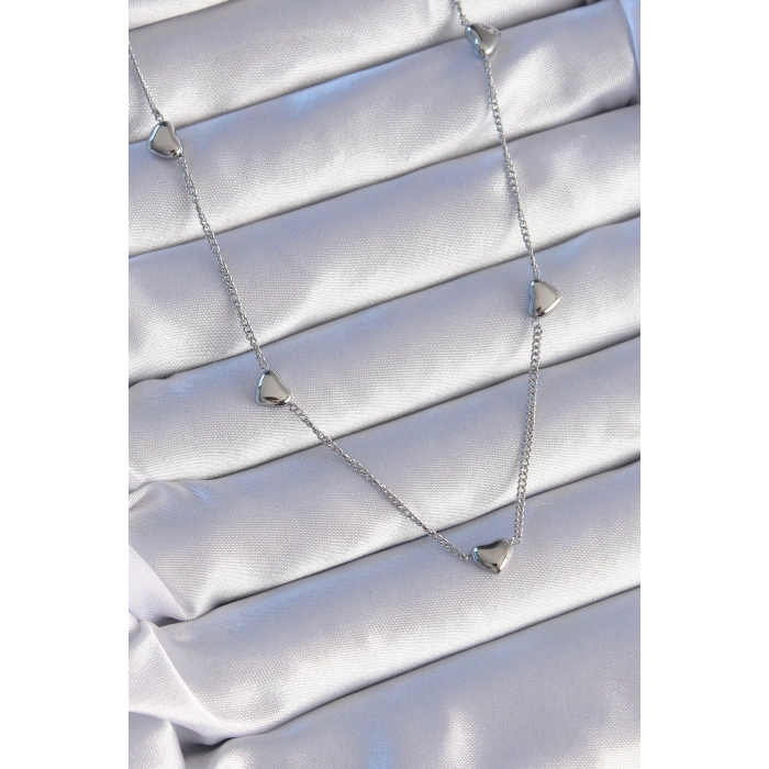 316L Çelik Gümüş Renk Minimal Kalp Model Kolye - Lisinya