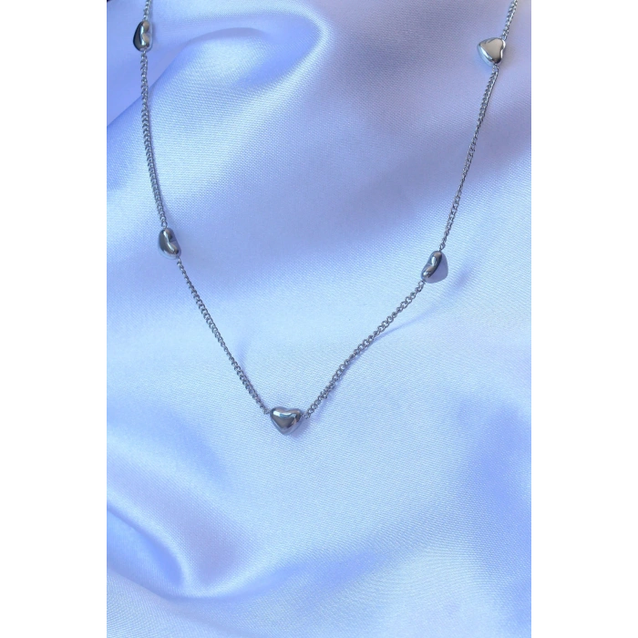 316L Çelik Gümüş Renk Minimal Kalp Model Kolye - Lisinya