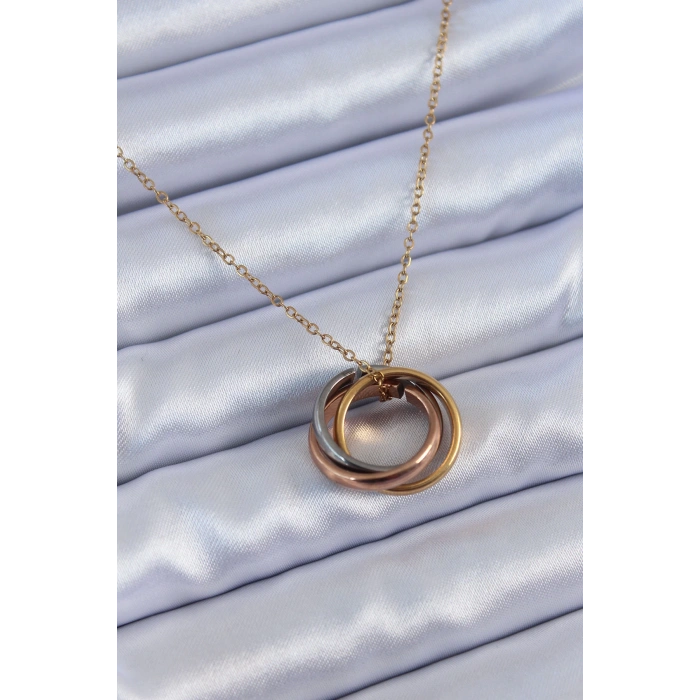 316L Çelik Mix Renk Halka Model Kadın Kolye - Lisinya