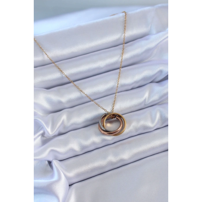 316L Çelik Mix Renk Halka Model Kadın Kolye - Lisinya