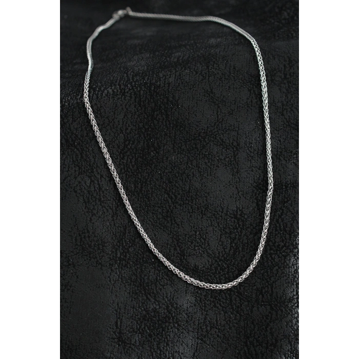 316L Çelik Örgü Zincir Model Gümüş Renk Erkek Kolye