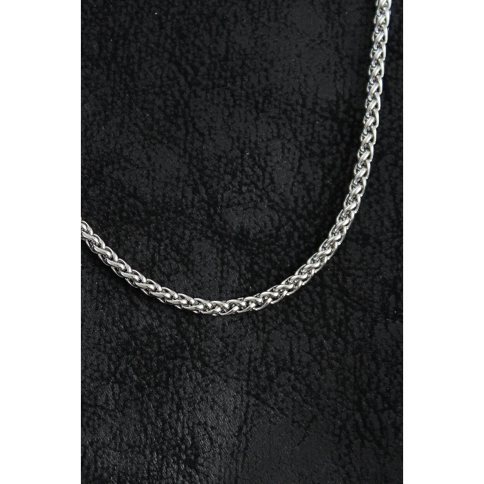 316L Çelik Sık Örme Zincir Model Gümüş Renk Erkek Kolye