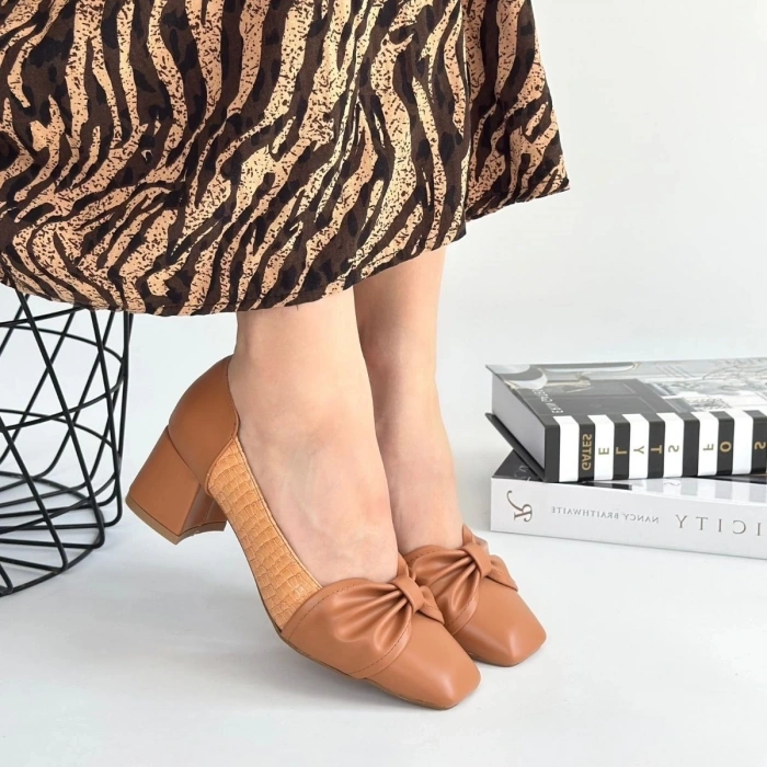 Agnet Taba Cilt Topuklu Ayakkabı