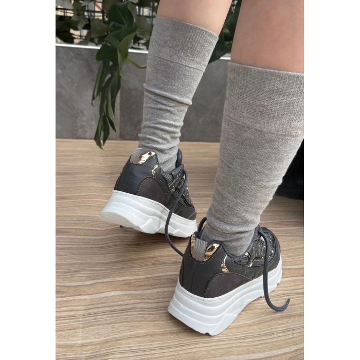 Aleid Gri Cilt Bağcıklı Spor Ayakkabı